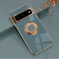 thumbnail image 1 of ELEHOLD for Google Pixel 7 Pro Case with Ring Kickstand, Slim Electroplated Frame Magnetic Compatible Car Mount Soft TPU Shockproof Anti-Scratch Case for Google Pixel 7 Pro, Gray, 1 of 7