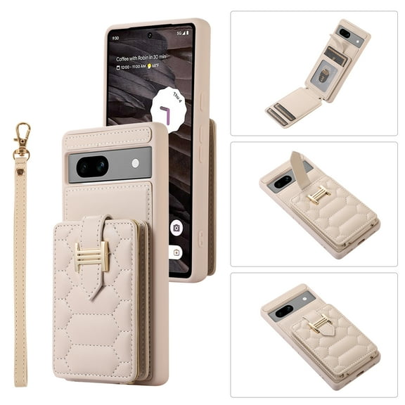 ELEHOLD for Google Pixel 7 Pro Crossbody Wallet Case with Card Holder Soft PU Leather Shockproof Protective Cover with Shoulder Strap for Women Girls for Google Pixel 7 Pro,beige