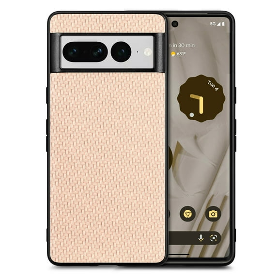 ELEHOLD for Google Pixel 7 Pro Slim Case Fiber Pattern Full Body Protection Shockproof Anti-Fingerprint Anti-Scratch Protective Case for Google Pixel 7 Pro,Khaki