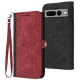thumbnail image 1 of ELEHOLD for Google Pixel 7 Pro Wallet Case with Detachable Wrist Strap Handbag, Luxury PU Leather Flip Soft TPU Built-in Magnetic Card Slots Kickstand Function Shockproof Protective Cover Case,Red, 1 of 9