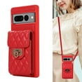 thumbnail image 1 of ELEHOLD for Google Pixel 7 Wallet Case with Card Holder, PU Leather Shockproof Crossbody Case with Metal Snap Adjustable Strap Lanyard Compatible with Google Pixel 7,Red, 1 of 7
