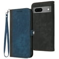 thumbnail image 1 of ELEHOLD for Google Pixel 7 Wallet Case with Detachable Wrist Strap Handbag, Luxury PU Leather Flip Soft TPU Built-in Magnetic Card Slots Kickstand Function Shockproof Protective Cover Case,Blue, 1 of 9