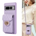thumbnail image 1 of ELEHOLD for Google Pixel 7A Wallet Case with Card Holder, PU Leather Shockproof Crossbody Case with Metal Snap Adjustable Strap Lanyard Compatible with Google Pixel 7A,Purple, 1 of 7