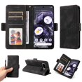 thumbnail image 1 of ELEHOLD For Google Pixel 8 Leather Wallet Phone Case, Embossed Diamond Folio Flip Cover, Card Holder Cash Slot, Stand Support, Wrist Strap Lanyard -Black, 1 of 11