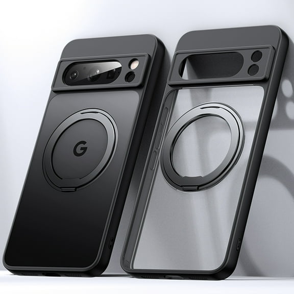 ELEHOLD for Google Pixel 8 Pro Clear Case, with 360° Rotatation Ring Holder Kickstand Mag safe Compatible Shockproof Anti-Scratch Phone Case for Google Pixel 8 Pro, Black