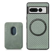 ELEHOLD for Google Pixel 8 Pro Magnetic Wallet Case with Detachable Back Card Holder Fiber Texture Design Full Body Protective Slim Shockproof Case, green