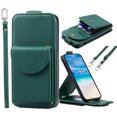 thumbnail image 1 of ELEHOLD for Google Pixel 8 Wallet Crossbody Case Premium PU Leather Organ Card Slots Magnetic Closure Detachable Wrist Lanyard Shoulder Strap Flip Shockproof Google Pixel 8 Cover,Green, 1 of 9