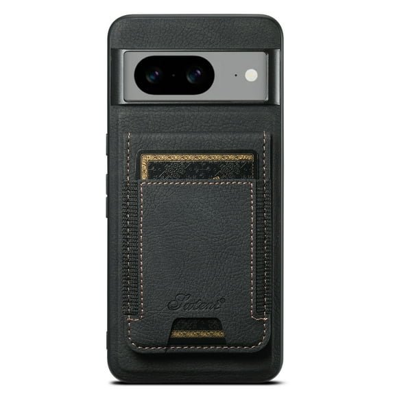 ELEHOLD for Google Pixel 9/9 Pro Case, Compatible with Mag Safe Accessory, 2 in 1 Detachable Magnetic Card Holder Faux Lychee Pattern Leather Kickstand Wallet Case for Google Pixel 9/9 Pro,Black