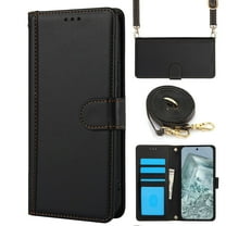 ELEHOLD for Google Pixel 9 / 9 Pro Case, Magnetic Stand Soft Leather Credit Card Slots Cash Pockets Flip Protective Case with Crossbody Strap for for Google Pixel 9 / 9 Pro,Black