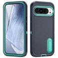 thumbnail image 1 of ELEHOLD for Google Pixel 9 Pro XL Rugged Protective Case Multi Layer Shockproof Hidden Kickstand Hybrid Silicone Hard PC Cover for Google Pixel 9 Pro XL,Darkblue+Mint, 1 of 8