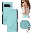 thumbnail image 1 of ELEHOLD for Google Pixel 9 Pro XL Wallet Case, Cute Embossed Cat PU Leather RFID Blocking Credit Card Slot Kickstand Shockproof Case with Crossbody Strap for Google Pixel 9 Pro XL,Mint, 1 of 11