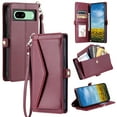 thumbnail image 1 of ELEHOLD for Google Pixel 9 Pro XL Wallet Case,Women Men Credit Card Holder Kickstand Magnetic Clasp Pocket Portective Case Zipper with Adjustable Crossbody / Wrist Strap,Winered, 1 of 7