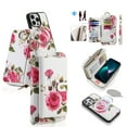 thumbnail image 1 of ELEHOLD Handbag Wallet with Case for iPhone 14 Pro Flower Floral Pattern with Card Holders Zipper Purse RFID Wallet Wristband Strap Magnetic Phone Case for iPhone 14 Pro,white, 1 of 8