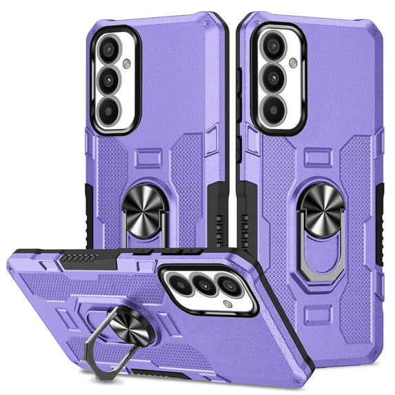 ELEHOLD Heavy Duty Case for Samsung Galaxy A34 5G Rugged Case, 360° Rotating Ring Holder Kickstand Support Magnetic Car Mount Full Body Shockproof Protective Case -Purple