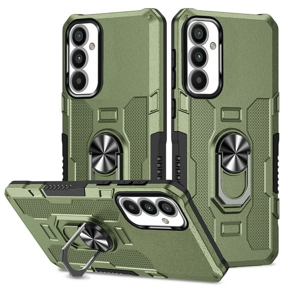ELEHOLD Heavy Duty Case for Samsung Galaxy A34 5G Rugged Case, 360° Rotating Ring Holder Kickstand Support Magnetic Car Mount Full Body Shockproof Protective Case -Green