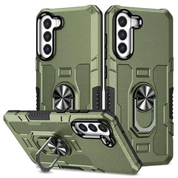 ELEHOLD Heavy Duty Case for Samsung Galaxy S24 Plus Rugged Case, 360° Rotating Ring Holder Kickstand Support Magnetic Car Mount Full Body Shockproof Protective Case -Green