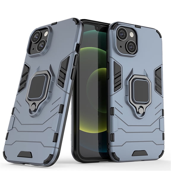 ELEHOLD Heavy Duty Case for iPhone 15,Armor Rugged Protective Magnetic Metal Ring Holder Kickstand Function Shockproof Anti-Scratch Non-Slip Slim Case for iPhone 15,Blue