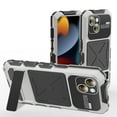 thumbnail image 1 of ELEHOLD Heavy Duty Case for iPhone 15 Plus,Rugged Military Grade Shockproof Case,with Screen Protector Built-in Hidden Foldable Kickstand Metal Back Cover Case for iPhone 15 Plus 6.7" - Silver, 1 of 10