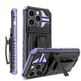 thumbnail image 1 of ELEHOLD Heavy Duty Case for iPhone 15 Pro Max, Hybrid Rugged Military Grade Shockproof Cover with Hidden Kickstand Detachable Rotating Belt Clip Armor Case for iPhone 15 Pro Max, Purple, 1 of 10