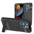 thumbnail image 1 of ELEHOLD Heavy Duty Case for iPhone 15 Pro Max,Rugged Military Grade Shockproof Case,with Screen Protector Built-in Hidden Foldable Kickstand Metal Back Cover Case for iPhone 15 Pro Max - Black, 1 of 10