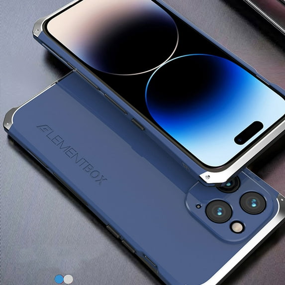 ELEHOLD Heavy Duty Case for iPhone 16 Pro, Hybrid Alloy Metal Frame + PC Back Cover Military Grade Shockproof Protective Case Cover for iPhone 16 Pro, Bluesilver