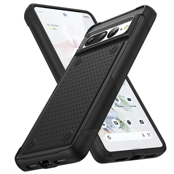 ELEHOLD Heavy Duty Rugged Case for Google Pixel 7 Pro,Hybrid PC +TPU Full Body Protective Shockproof Anti-Scratch Non-Slip Case for Google Pixel 7 Pro,Black