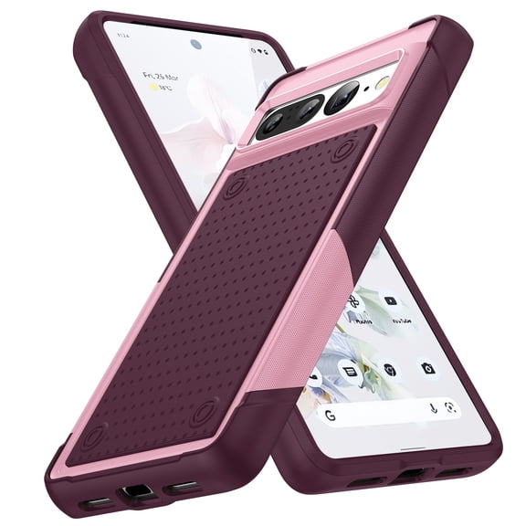 ELEHOLD Heavy Duty Rugged Case for Google Pixel 7 Pro,Hybrid PC +TPU Full Body Protective Shockproof Anti-Scratch Non-Slip Case for Google Pixel 7 Pro,Rose