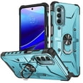 thumbnail image 1 of ELEHOLD Heavy Duty Rugged Case for Motorola Moto G Pure, 360° Rotation Ring Holder Kickstand Function Anti-Slip Work with Magnetic Car Mount Shockproof Protective Case, for Moto G Pure -Light Blue, 1 of 8