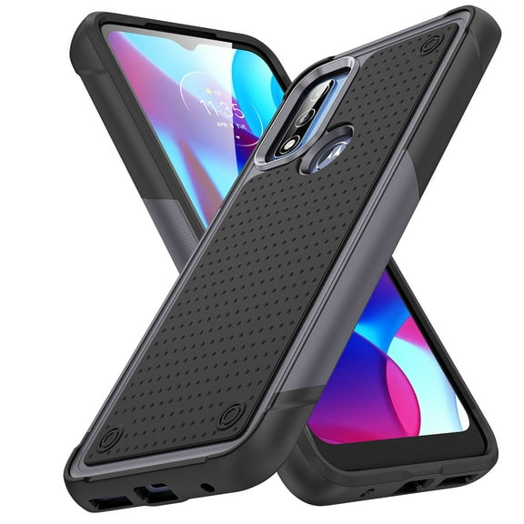 ELEHOLD Heavy Duty Rugged Case for Motorola Moto G Pure/Moto G Power 2022 Hybrid PC +TPU Full Body Protective Shockproof Anti-Scratch Non-Slip Case for Moto G Pure/Moto G Power 2022,Gray