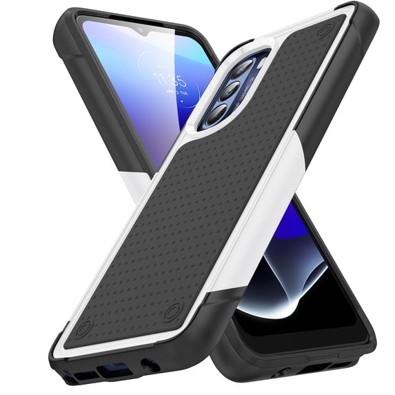 ELEHOLD Heavy Duty Rugged Case for Motorola Moto G Stylus 4G(2022),Hybrid PC +TPU Full Body Protective Shockproof Anti-Scratch Non-Slip Case for Moto G Stylus 4G(2022),White