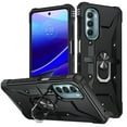thumbnail image 1 of ELEHOLD Heavy Duty Rugged Case for Motorola Moto G Stylus 5G 2021, 360° Rotation Ring Holder Kickstand Function Anti-Slip Work with Magnetic Car Mount Shockproof Protective Case - Black, 1 of 8
