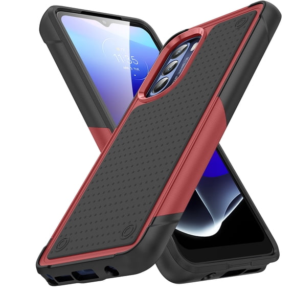 ELEHOLD Heavy Duty Rugged Case for Motorola Moto G Stylus 5G(2022),Hybrid PC +TPU Full Body Protective Shockproof Anti-Scratch Non-Slip Case for Moto G Stylus 5G(2022),Red