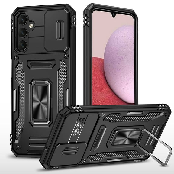 ELEHOLD Heavy Duty Rugged Case for Samsung Galaxy A54 5G Full Body Protection with Camera Lens Protector Magnetic Metal Ring Holder Kickstand Anti-Scratch Shockproof Case for Samsung A54 5G,Black