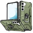 thumbnail image 1 of ELEHOLD Heavy Duty Rugged Case for Samsung Galaxy S21 FE,360° Rotation Ring Holder Kickstand Function Anti-Slip Work with Magnetic Car Mount Shockproof Protective Case,Armygreen, 1 of 1