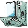 thumbnail image 1 of ELEHOLD Heavy Duty Rugged Case for  Samsung Galaxy S21 Ultra,360° Rotation Ring Holder Kickstand Function Anti-Slip Work with Magnetic Car Mount Shockproof Protective Case,Darkgreen, 1 of 8