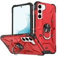 thumbnail image 1 of ELEHOLD Heavy Duty Rugged Case for Samsung Galaxy S22 Ultra,360° Rotation Ring Holder Kickstand Function Anti-Slip Work with Magnetic Car Mount Shockproof Protective Case,Red, 1 of 8