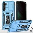 thumbnail image 1 of ELEHOLD Heavy Duty Rugged Case for Samsung Galaxy S23 FE Full Protection with Sliding Camera Lens Cover Magnetic Metal Ring Holder Kickstand Anti-Scratch Shockproof Case for Samsung S23 FE,Lightblue, 1 of 8