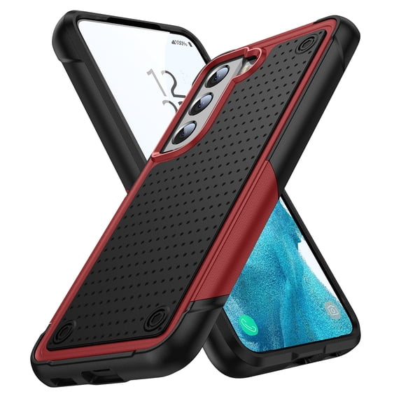 ELEHOLD Heavy Duty Rugged Case for Samsung Galaxy S23 Plus,Hybrid PC +TPU Full Body Protective Shockproof Anti-Scratch Non-Slip Case for Samsung S23+,Red