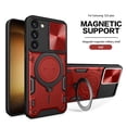 thumbnail image 1 of ELEHOLD Heavy Duty Rugged Case for Samsung Galaxy S23 Plus,Sliding Lens Cover Foldable Kickstand Bracket Strong Magnetic Force Shockproof Hybrid Case for Samsung S23+,Red, 1 of 11