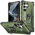 thumbnail image 1 of ELEHOLD Heavy Duty Rugged Case for Samsung Galaxy S24 Ultra,360° Rotation Ring Holder Kickstand Function Anti-Slip Work with Magnetic Car Mount Shockproof Protective Case,Armygreen, 1 of 8