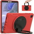 thumbnail image 1 of ELEHOLD Heavy Duty Rugged Case for Samsung Galaxy Tab A7 Lite 8.7" 2021 Three-Layer Protection Foldable 360° Rotating Kickstand Portable Handle Grip Shockproof Case (SM-T220/T225/T227), Red, 1 of 1