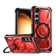 thumbnail image 1 of ELEHOLD Heavy Duty Rugged Case for  Samsung Galaxy S24 Hybrid Shockproof Full Body Protective Hidden Kickstand Holder Support Wireless Charging,Red, 1 of 6