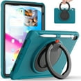 thumbnail image 1 of ELEHOLD Heavy Duty Rugged Case for iPad 10th Gen 10.9" (2022) Three-Layer Protection Foldable 360° Rotating Kickstand Portable Handle Grip Shockproof Case for Kids Adult,Blue, 1 of 8