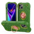 thumbnail image 1 of ELEHOLD Heavy Duty Rugged Case for iPhone 15 Foldable Ring Holder Kickstand Case, Hybrid Tri-Layers Military Grade Shockproof Protection Cover for 6.1" iPhone 15,Green+Gold, 1 of 5