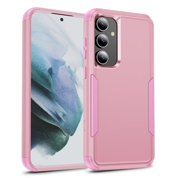 ELEHOLD Hybrid Case for Samsung Galaxy S24 6.2" Rugged Shockproof Anti-Scratch Anti-Fingerprint Protective Hard PC Cover Support Wireless Charging for Samsung Galaxy S24 - Pink
