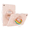 thumbnail image 1 of ELEHOLD Hybrid Case for iPad 9th 8th 7th Generation 10.2 Inch, Glitter Clear Slim Shockproof Cute Cover with 360 degree Rotating Handstrap Functional Kickstand Case for iPad 10.2",Glitter Gold, 1 of 9