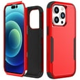 thumbnail image 1 of ELEHOLD Hybrid Case for iPhone 15 6.1" Rugged Shockproof Anti-Scratch Anti-Fingerprint Protective Hard PC Cover Support Wireless Charging for iPhone 15 - Red+Black, 1 of 6