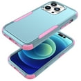 thumbnail image 1 of ELEHOLD Hybrid Case for iPhone 15 Pro 6.1" Rugged Shockproof Anti-Scratch Anti-Fingerprint Protective Hard PC Cover Support Wireless Charging for iPhone 15 Pro - Green+Pink, 1 of 6