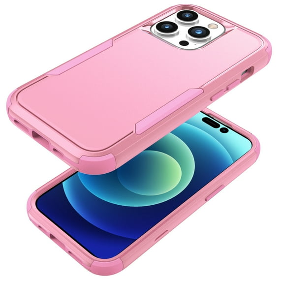 ELEHOLD Hybrid Case for iPhone 16 6.1" Rugged Shockproof Anti-Scratch Anti-Fingerprint Protective Hard PC Cover Support Wireless Charging for iPhone 16 -Pink