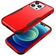 thumbnail image 1 of ELEHOLD Hybrid Case for iPhone 16 6.1" Rugged Shockproof Anti-Scratch Anti-Fingerprint Protective Hard PC Cover Support Wireless Charging for iPhone 16 -Red+Black, 1 of 6